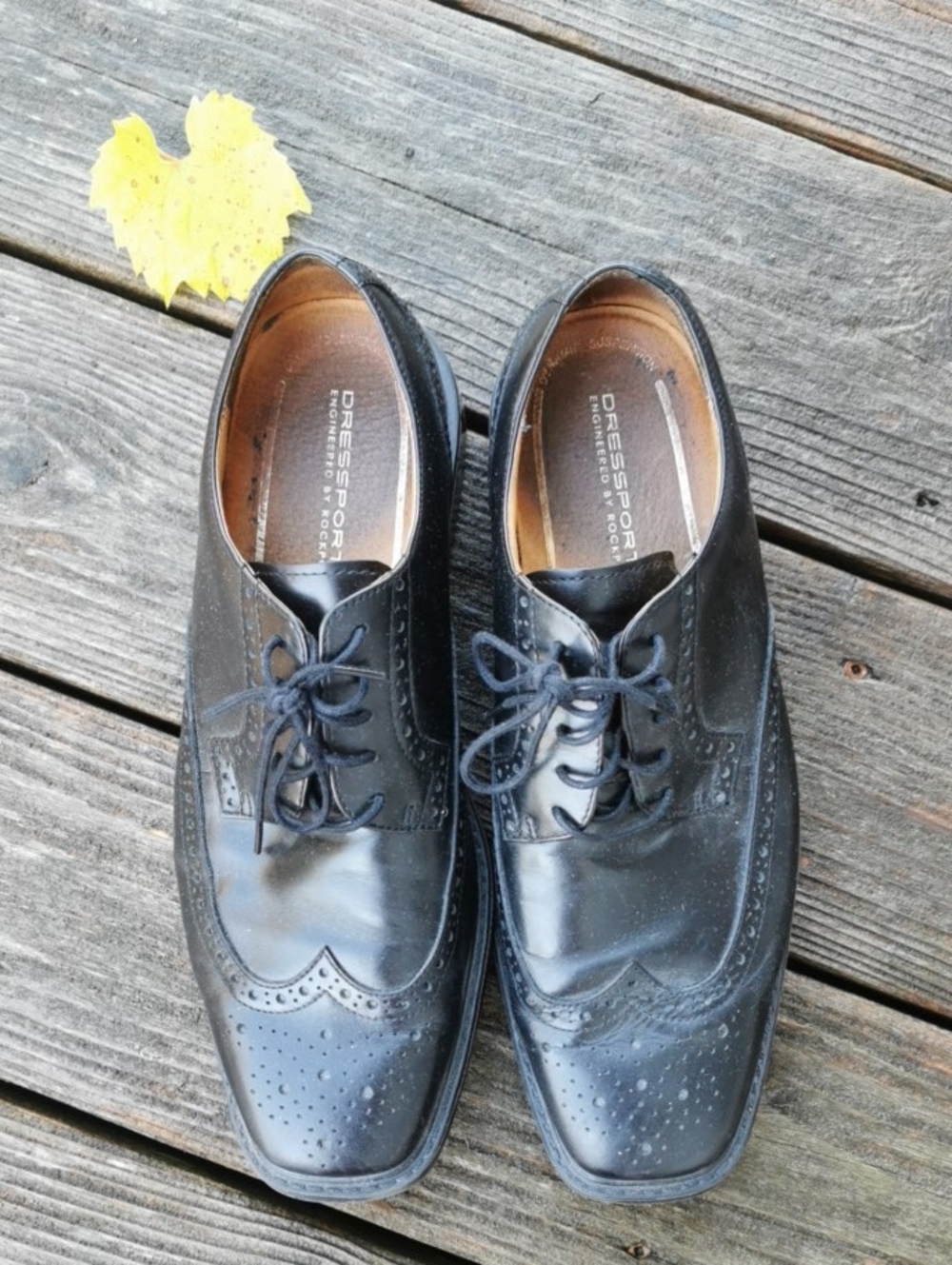 Rockport Mens Black Leather Dressports Wingtip Oxfords. Size 8.5